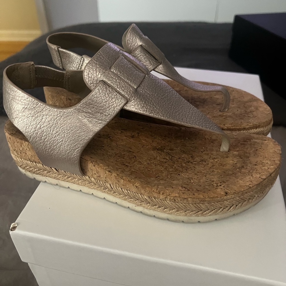 Vince Metallic Cork Sandals